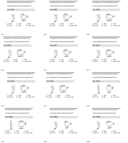 Ditre Italia Ada back cushions — manufacturer article drawings and dimensions