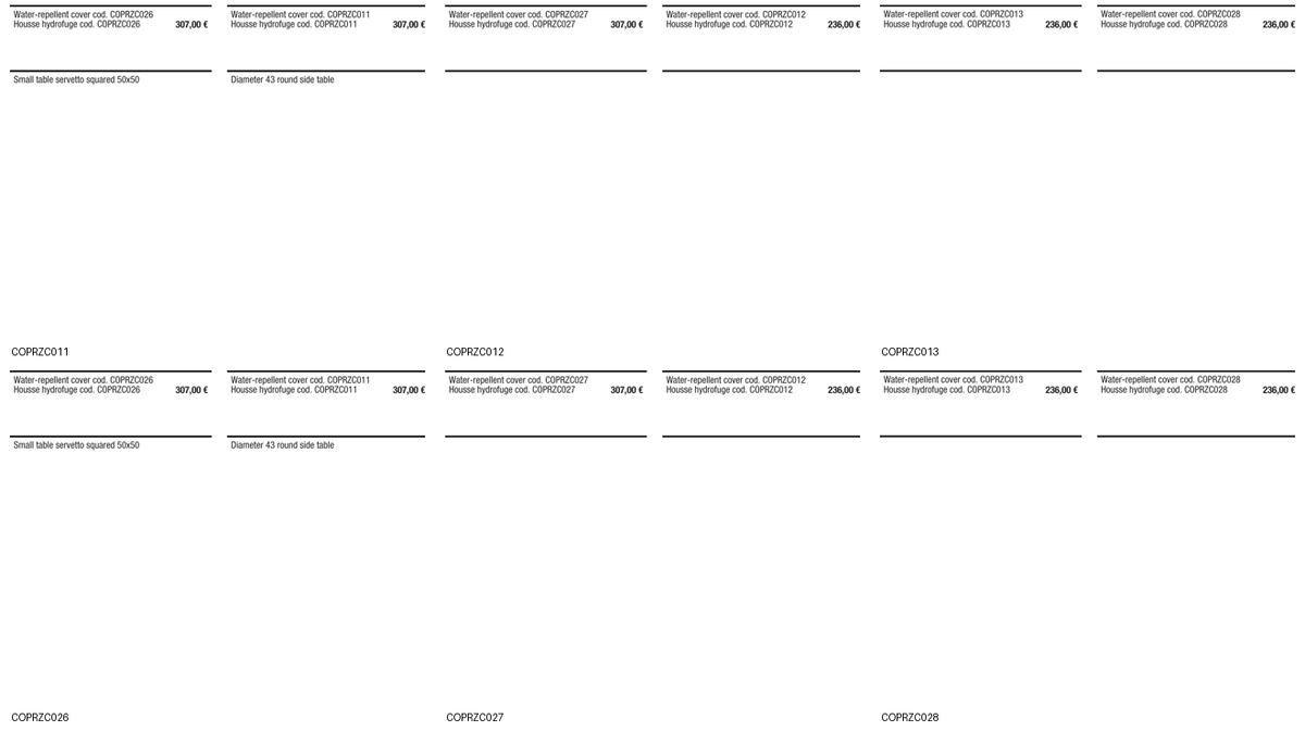 Ditre Italia Kevin outdoor coffee tables — manufacturer article drawings and dimensions