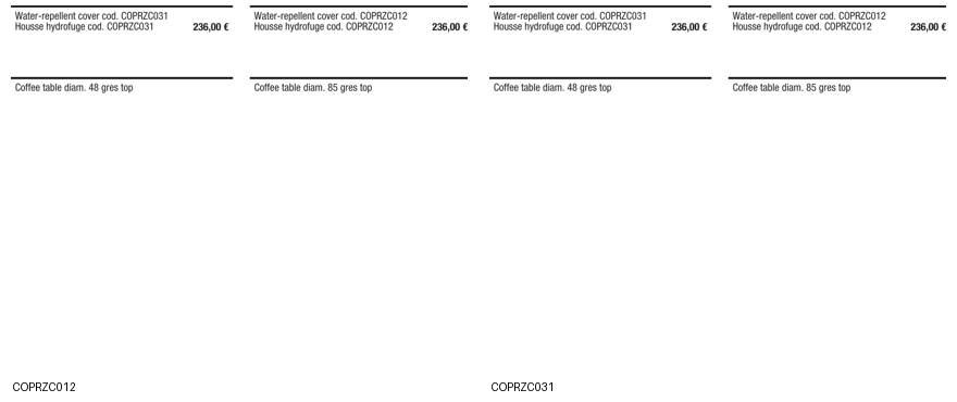Ditre Italia Nell outdoor coffee tables — manufacturer article drawings and dimensions