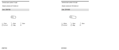 Ditre Italia Sanders universe back cushions — manufacturer article drawings and dimensions