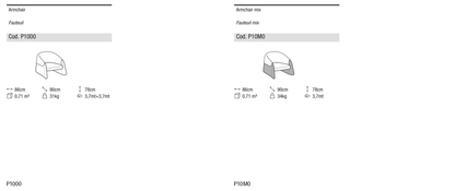 Ditre Italia Blazer Armchair — manufacturer article drawings and dimensions