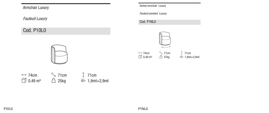 Ditre Italia Chloè luxury — manufacturer article drawings and dimensions