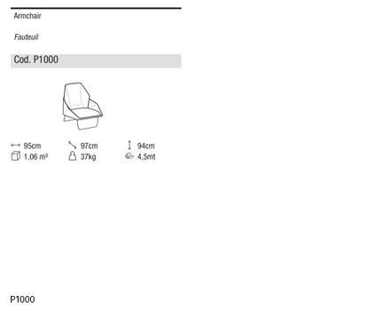 Ditre Italia Loto Armchair — manufacturer article drawings and dimensions