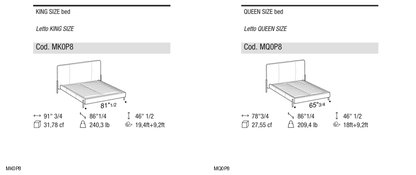 Ditre Italia Alar exclusive with hanging effect bed frame — manufacturer article drawings and dimensions