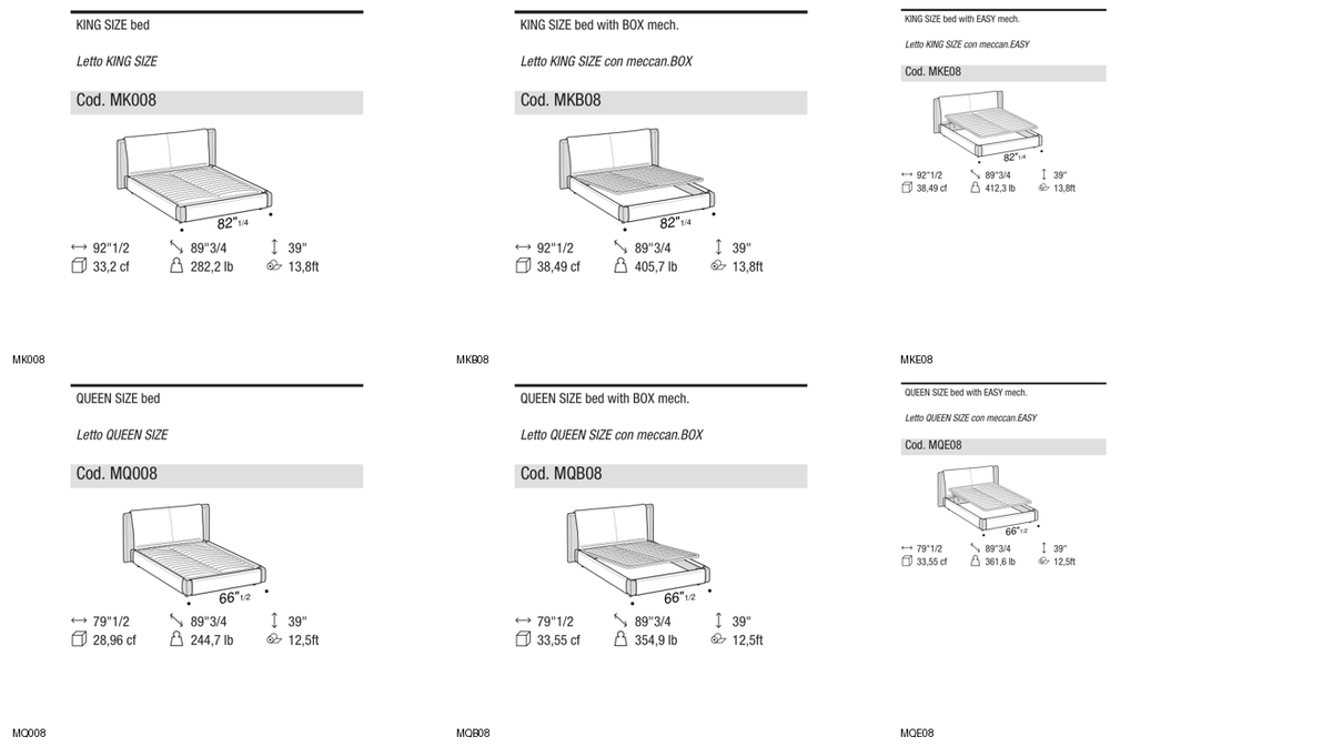 Ditre Italia Kailua mix with midi bed frame — manufacturer article drawings and dimensions
