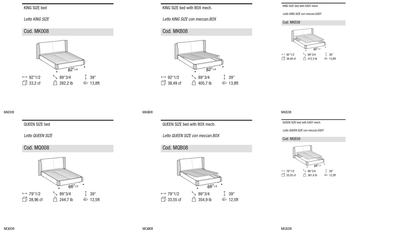 Ditre Italia Kailua mix with midi bed frame — manufacturer article drawings and dimensions
