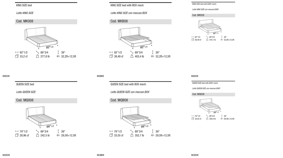 Ditre Italia Kailua with midi bed frame — manufacturer article drawings and dimensions