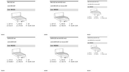 Ditre Italia Kailua with midi bed frame — manufacturer article drawings and dimensions