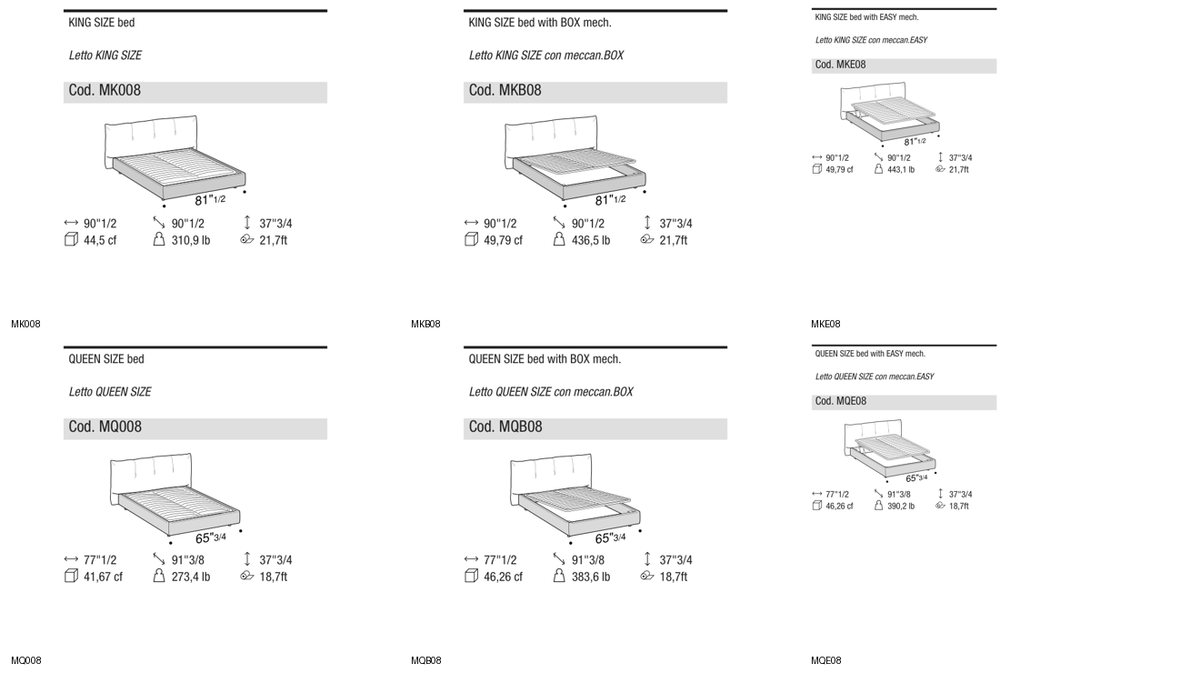 Ditre Italia Papilo mix with midi bed frame — manufacturer article drawings and dimensions
