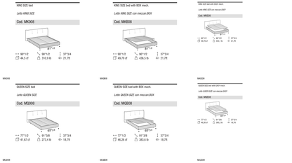 Ditre Italia Papilo mix with midi bed frame — manufacturer article drawings and dimensions