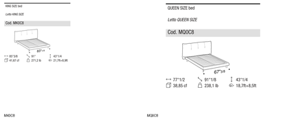 Ditre Italia Papilo with cloud bed frame — manufacturer article drawings and dimensions