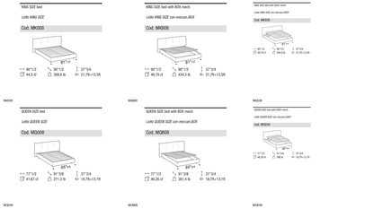 Ditre Italia Papilo with midi bed frame — manufacturer article drawings and dimensions