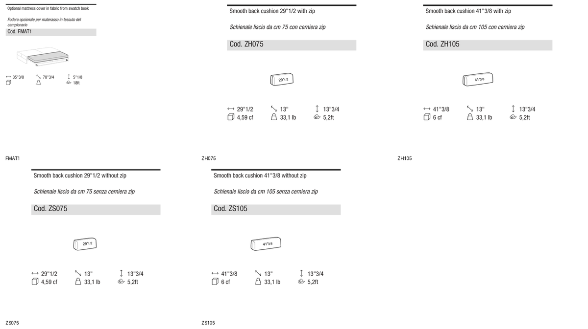 Ditre Italia Sanders sofa bed — manufacturer article drawings and dimensions