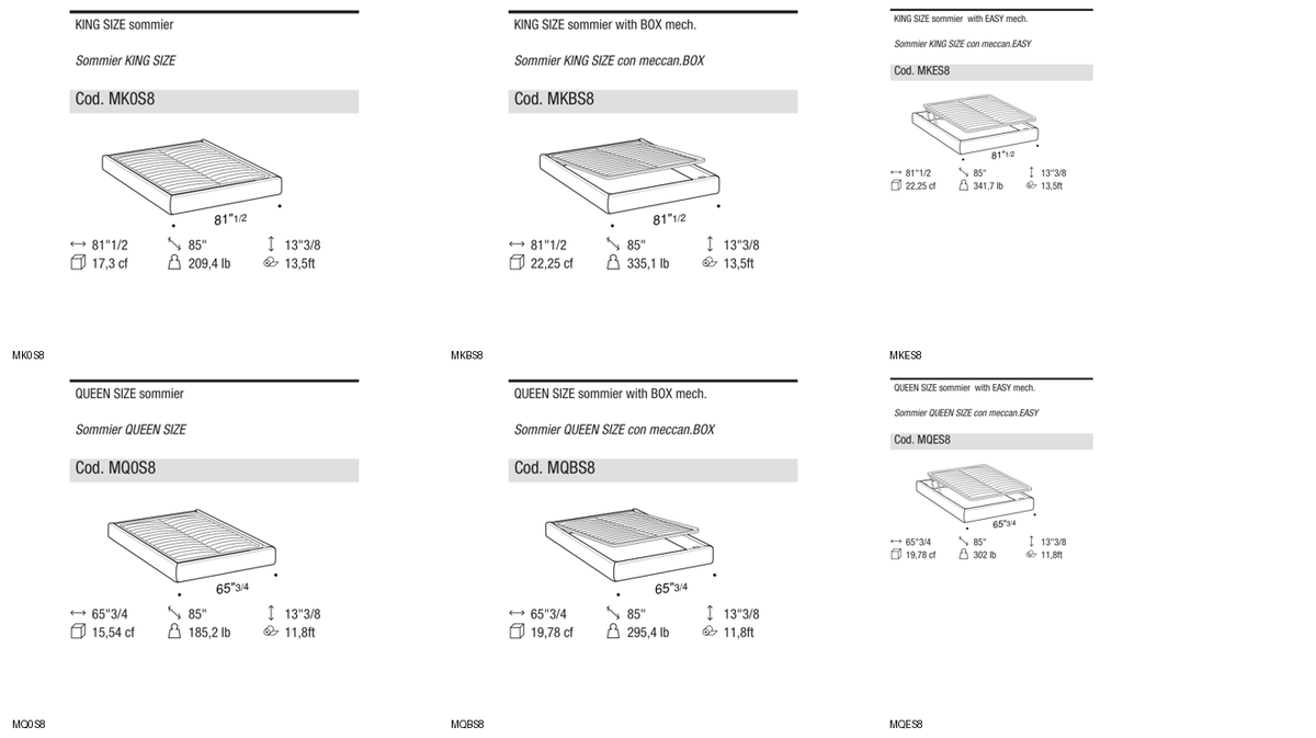 Ditre Italia Sommier with midi bed frame — manufacturer article drawings and dimensions