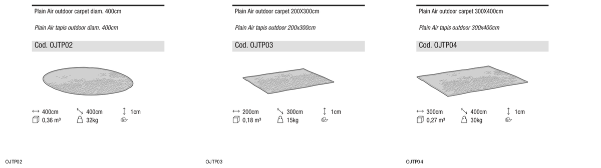 Ditre Italia Outdoor carpet — manufacturer article drawings and dimensions