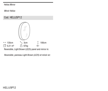 Ditre Italia Helios Mirror — manufacturer article drawings and dimensions