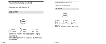 Ditre Italia Clip set footstool with top — manufacturer article drawings and dimensions