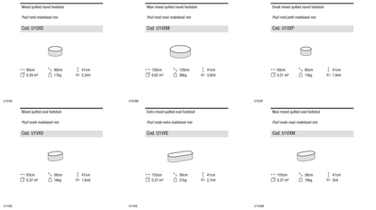 Ditre Italia Clip set mixed quilted footstool — manufacturer article drawings and dimensions