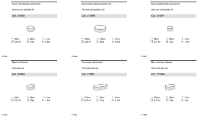 Ditre Italia Clip set mixed smooth footstool — manufacturer article drawings and dimensions