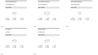 Ditre Italia Clip set smooth footstool — manufacturer article drawings and dimensions