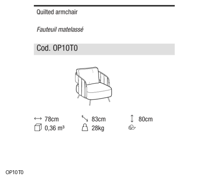 Ditre Italia 356 quilted outdoor — manufacturer article drawings and dimensions