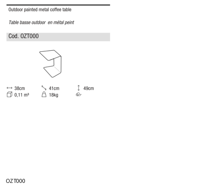Ditre Italia Loman outdoor coffee table — manufacturer article drawings and dimensions