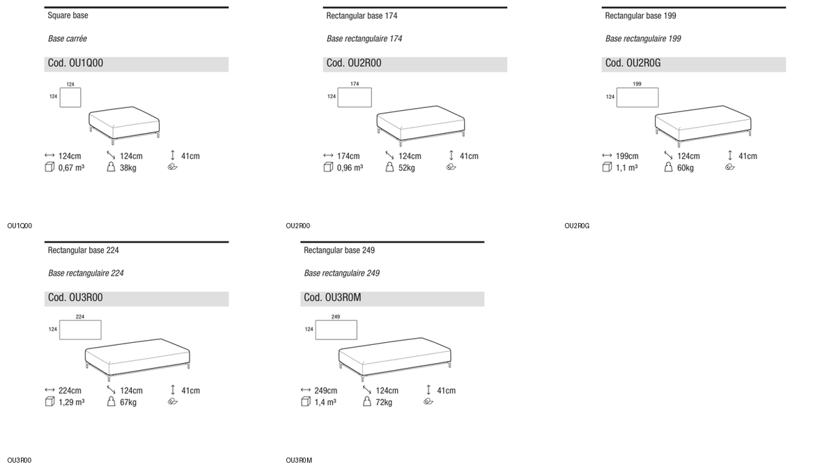 Ditre Italia Sanders air outdoor bases depth 124 — manufacturer article drawings and dimensions