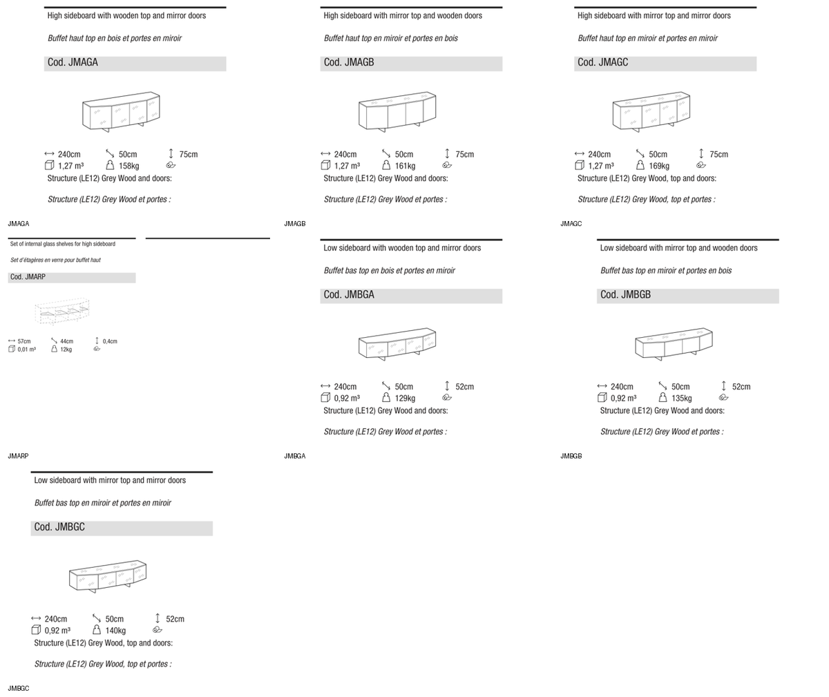 Ditre Italia Angle sideboards — manufacturer article drawings and dimensions