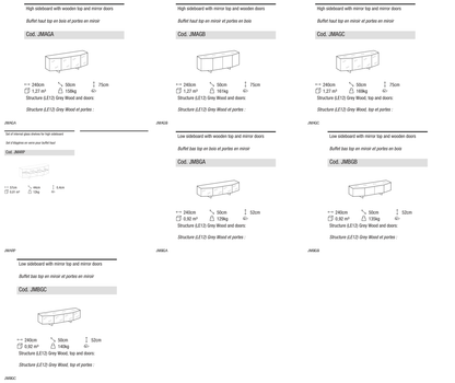 Ditre Italia Angle sideboards — manufacturer article drawings and dimensions