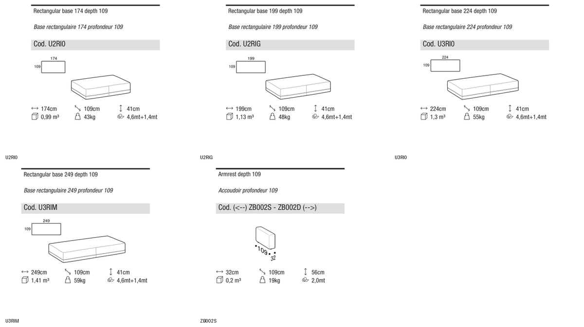 Ditre Italia Sanders bases width 109 — manufacturer article drawings and dimensions