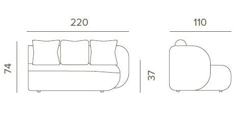 Idol&Furniture Sofa COSY MODULAR LEFT 3-SEATER — Canapa Axroma — dimension diagram