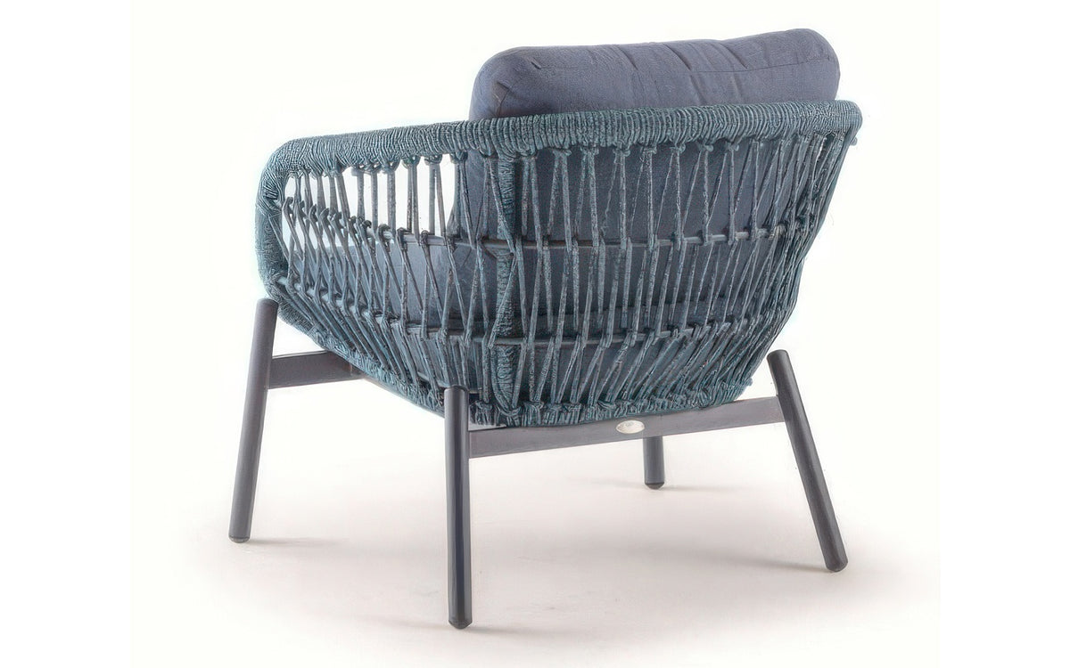 Idol&Furniture Lounge Armchair ELBA ROPE — Blue — rear three-quarter photograph