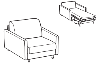 LeComfort Armchair Bed TAHITI – TA05P1T00 dimensions drawing