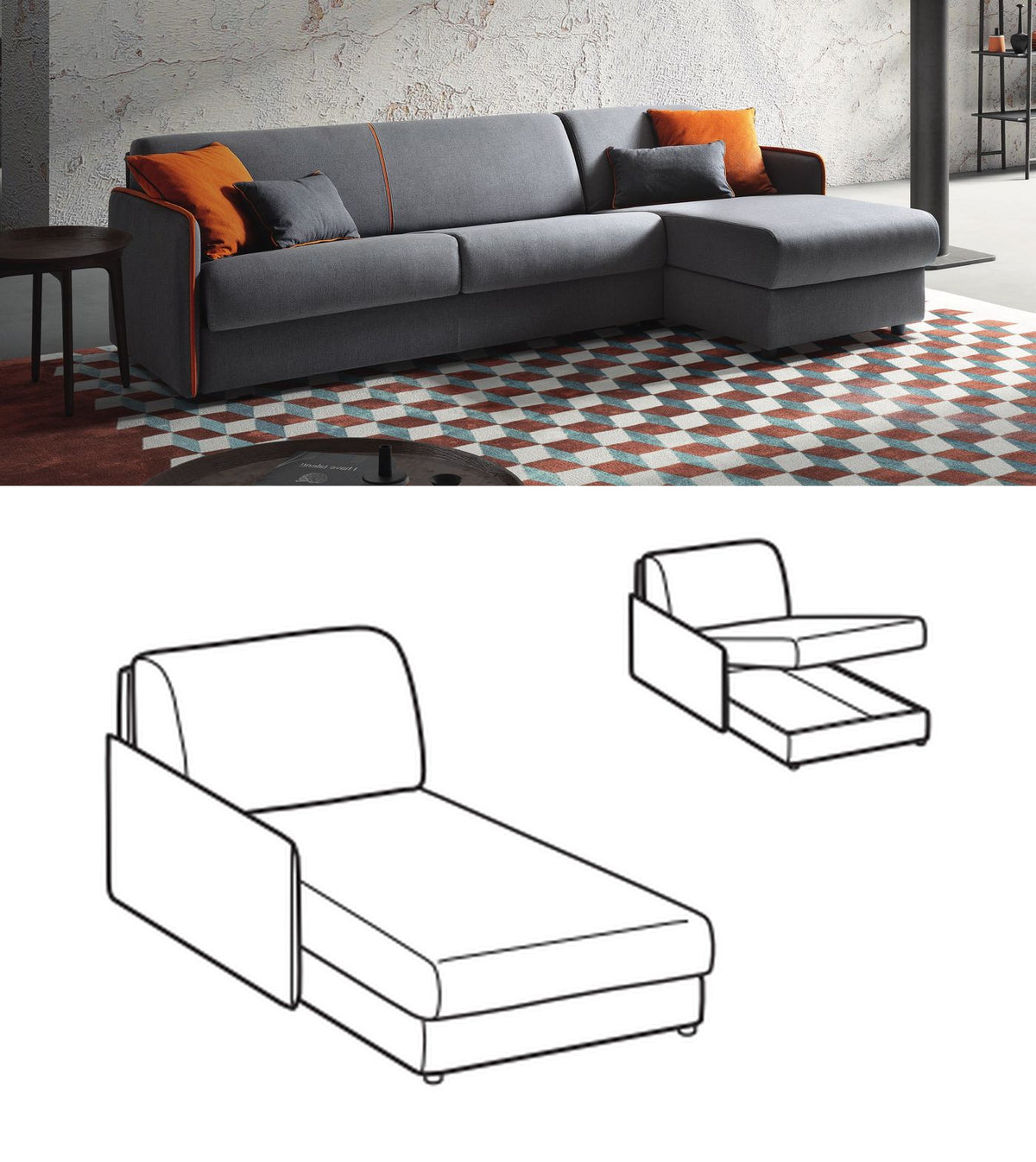 LeComfort Chaise Longue with Storage MADEIRA – Style (MR11H2B00)