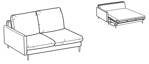 LeComfort Modular Sofa Bed Element BALI – BL12L2T00S dimensions drawing