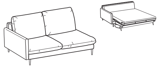 LeComfort Modular Sofa Bed Element BALI – BL12L3T00S dimensions drawing