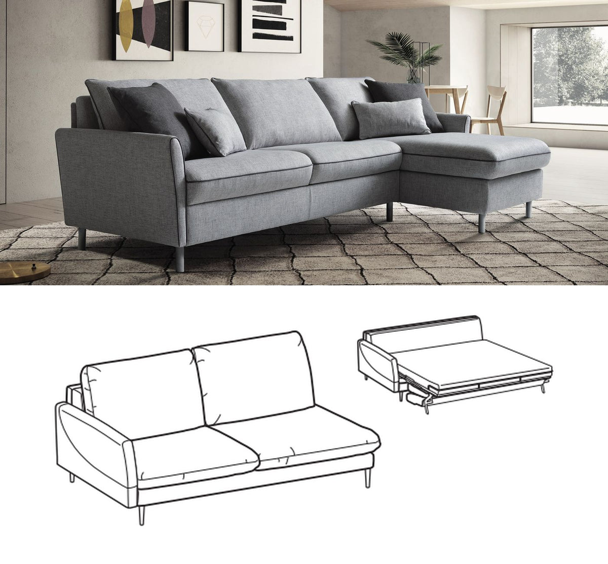 LeComfort Modular Sofa Bed Element BALI – Krio / 3-seater Maxi (BL13L3T0MS)