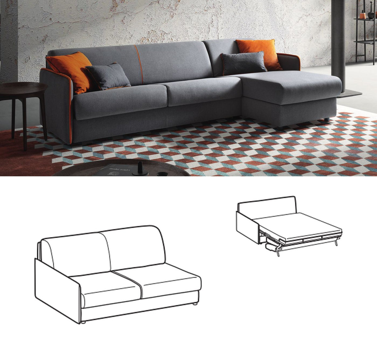 LeComfort Modular Sofa Bed Element MADEIRA – Style / 2-seater (MR11L2T00S)