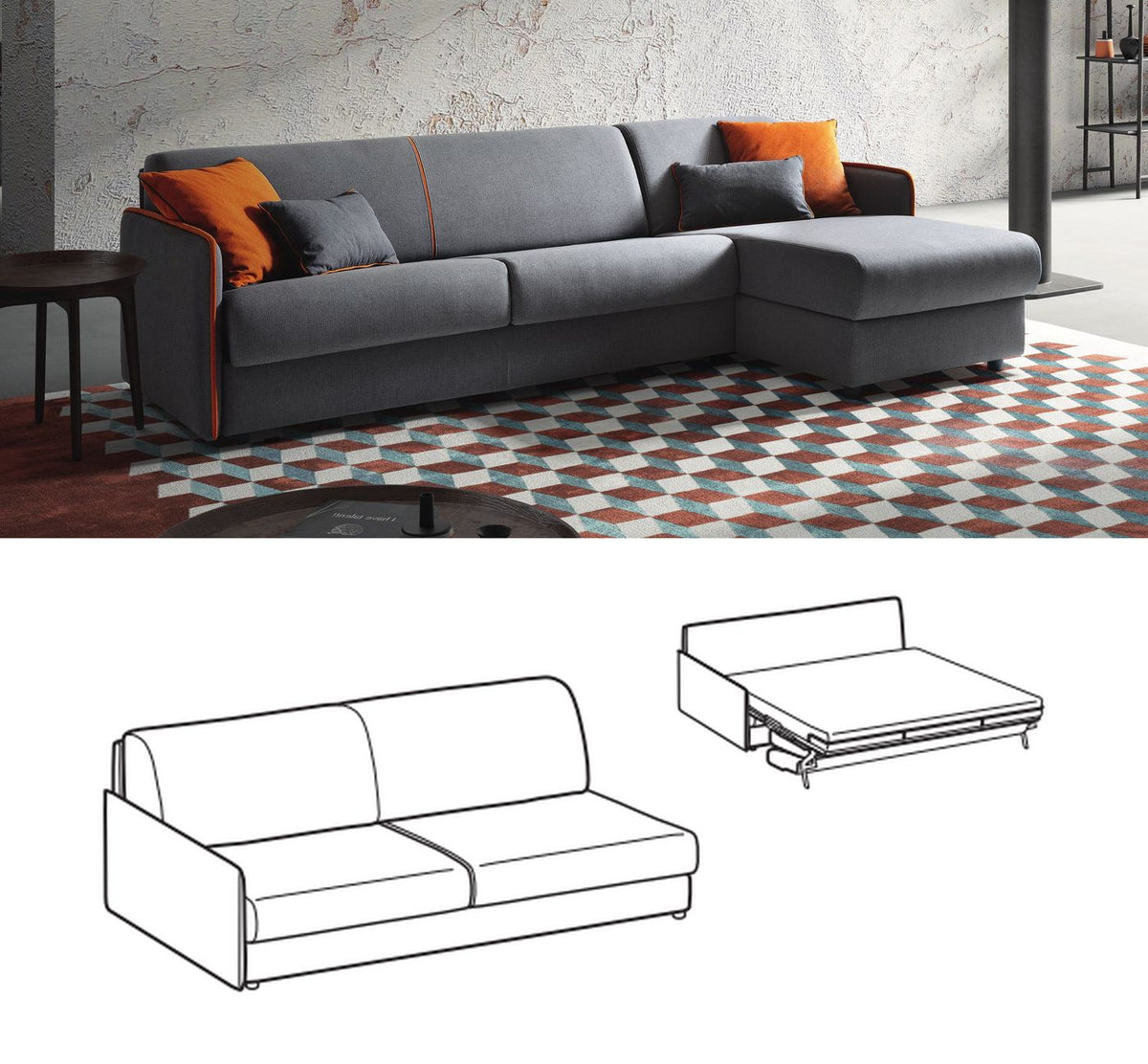 LeComfort Modular Sofa Bed Element MADEIRA – Style / 3-seater Maxi (MR11L3T0MS)