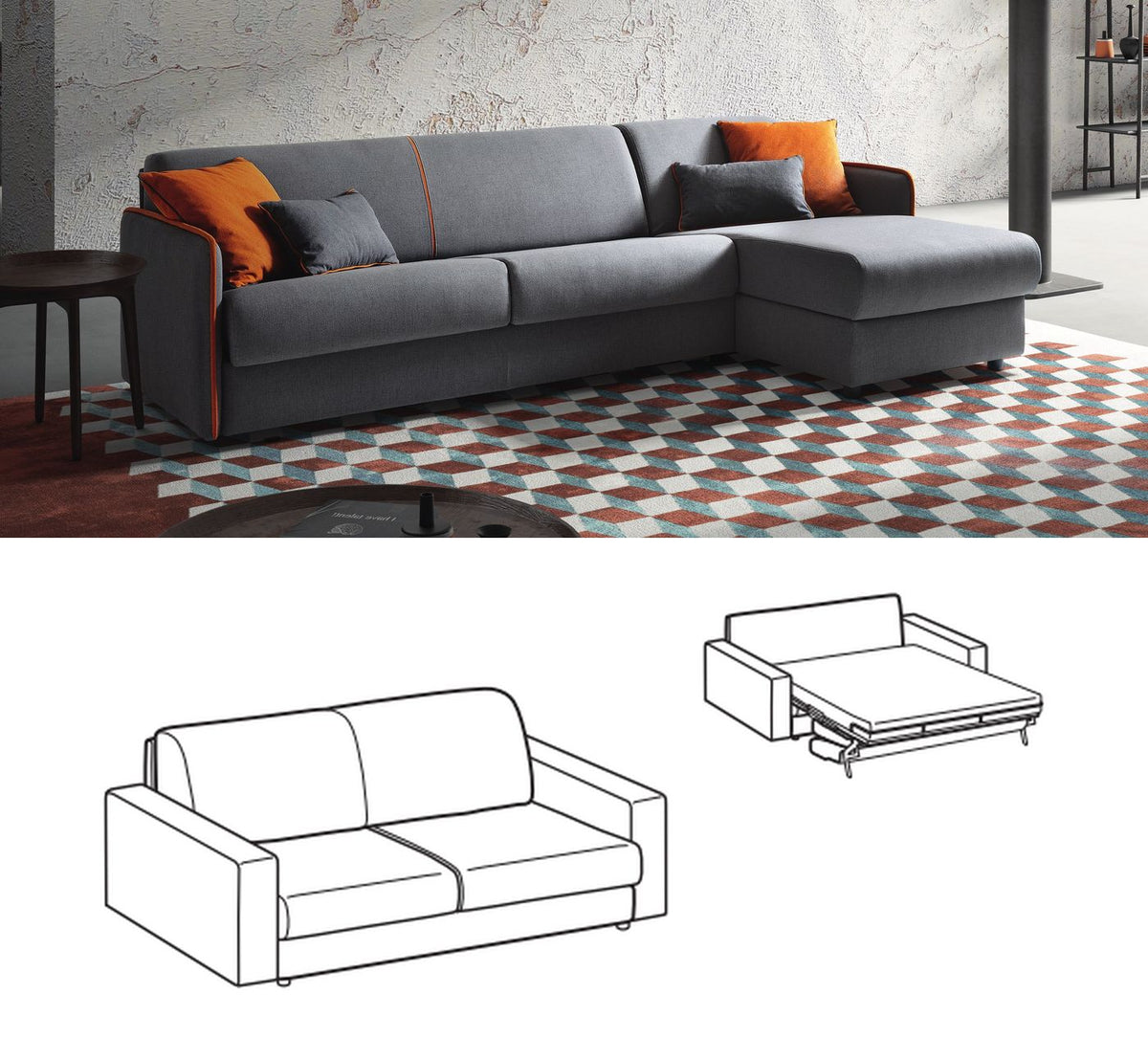 LeComfort Sofa Bed MADEIRA – Heavy / 2-seater (MR10D2T00)