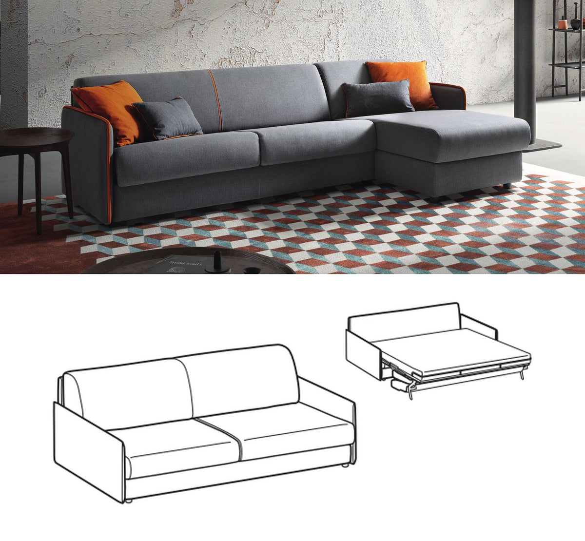 LeComfort Sofa Bed MADEIRA – Style / 3-seater Maxi (MR11D3T0M)