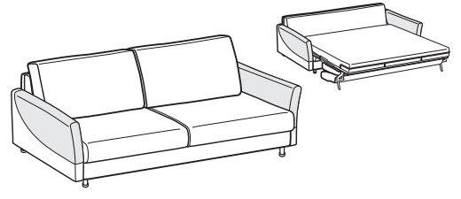 LeComfort Sofa Bed MALDIVE – MA06D3T0M dimensions drawing
