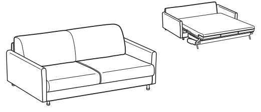 LeComfort Sofa Bed TAHITI – TA05D3T00 dimensions drawing