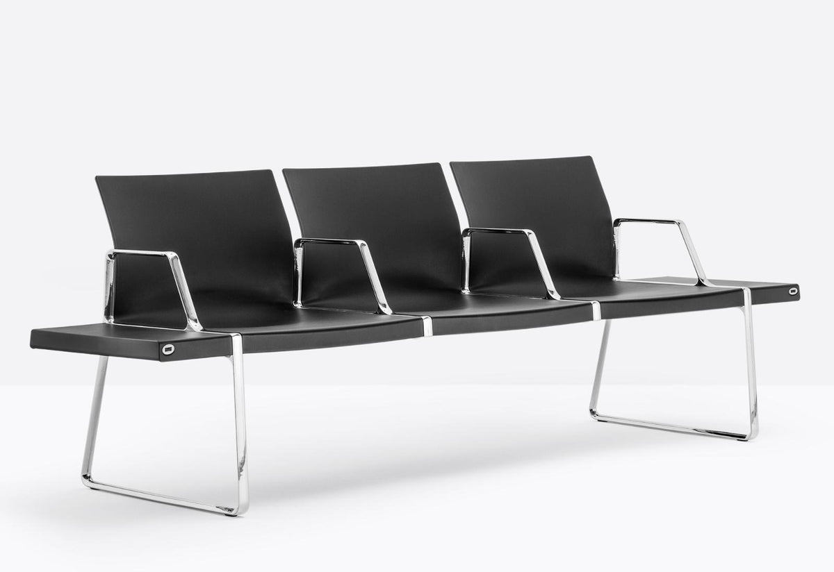 Pedrali Bench PLURAL SOFT with Outside Armrests