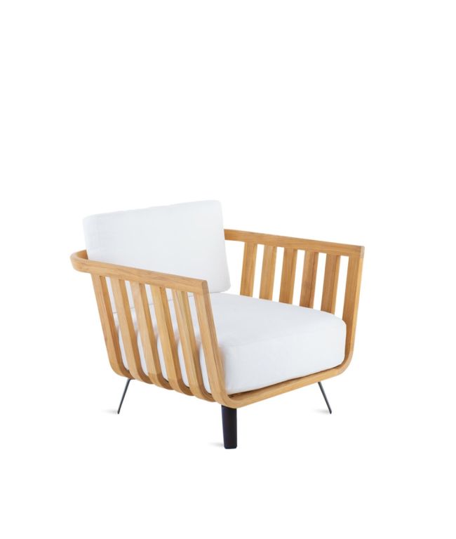 Unopiù Welcome Cushion — Armchair in teak with seat and backrest cushions | Unopiù