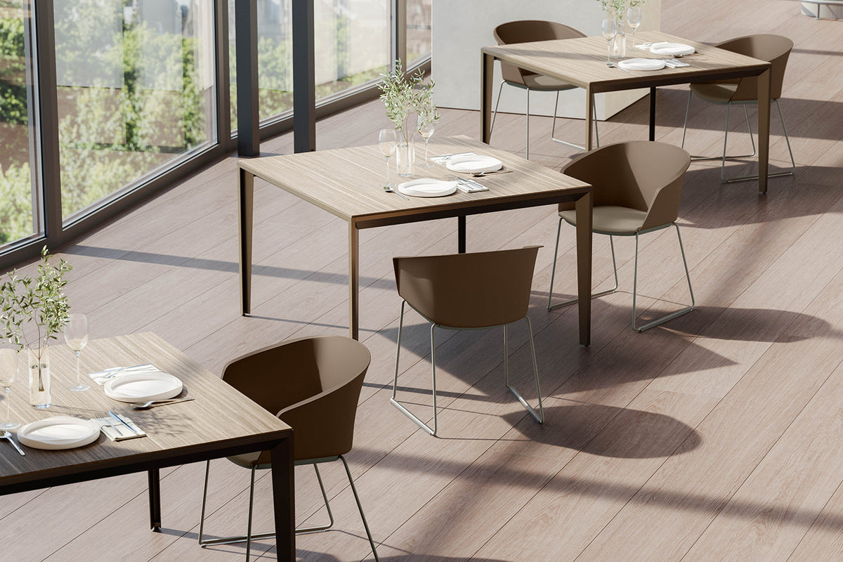 Quadrifoglio Calla chair, sled base, upholstered front shell