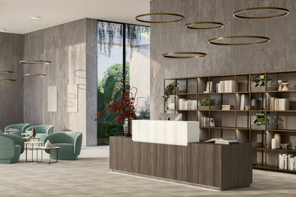 Quadrifoglio Z1 Asymmetrical straight desk with low end modules