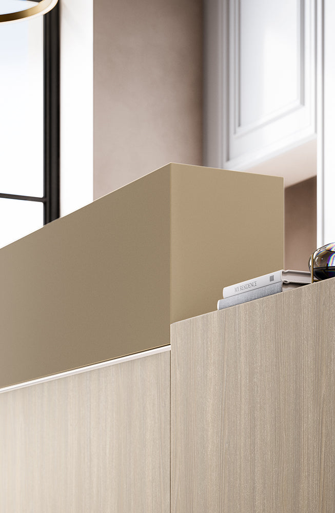 Quadrifoglio Z1 Asymmetrical straight desk with low end modules