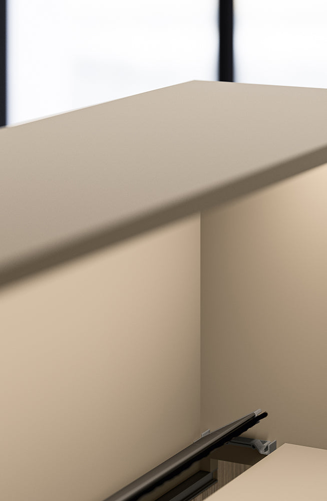 Quadrifoglio Z1 Asymmetrical straight desk with low end modules