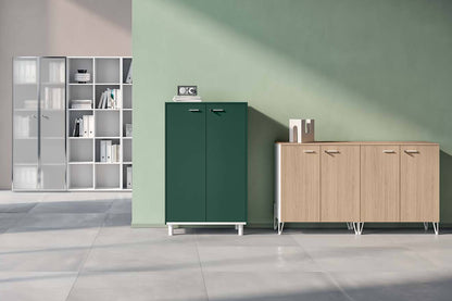Quadrifoglio Storage Cabinet with melamine hinged door - lockable, includes four shelves